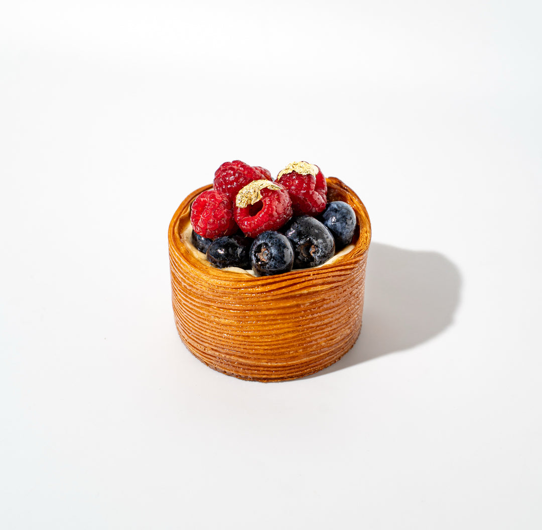 Vanilla berry Flan croissant